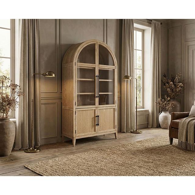 Furniture of America Minster FM-AC8029NT Arched Cabinet IMAGE 2