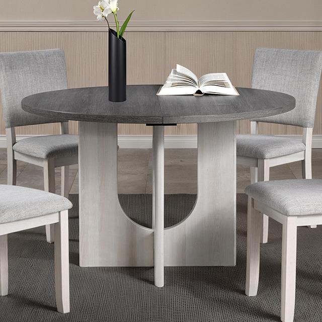 Furniture of America Oberto SL3406GY-RT Round Dining Table IMAGE 1