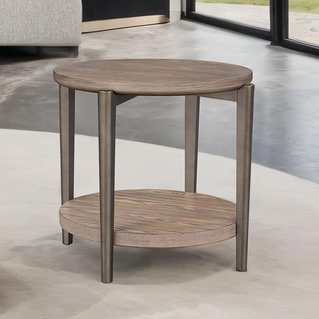 Furniture of America Roros FM44008NT-ER Round End Table IMAGE 1