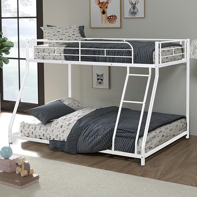 Furniture of America Panos FM-BK901WH-TF Twin/Full Metal Bunkbed IMAGE 1