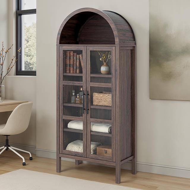 Furniture of America Gateshead SL-AC8001WN-3A Arched Cabinet IMAGE 1