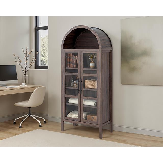 Furniture of America Gateshead SL-AC8001WN-3A Arched Cabinet IMAGE 2