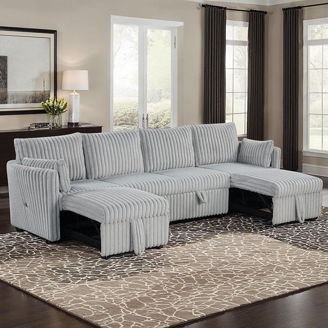 Furniture of America Denholme SL64002GY-SECT U-Sectional with Pull Out IMAGE 1
