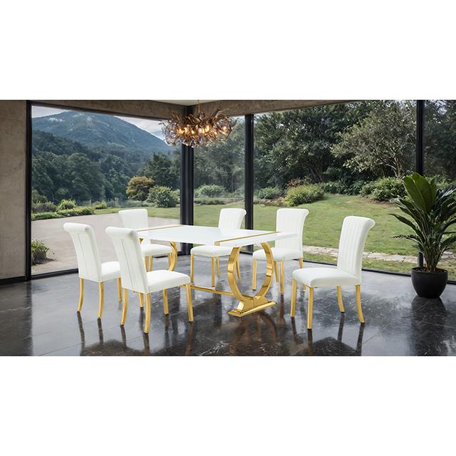 Furniture of America Holbaek FM37008GD-T-7PC-07GW 7 Pc 80" Dining Table Set IMAGE 2