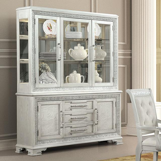 Furniture of America Stella Mia FM31000WH-HB-SET Hutch Buffet IMAGE 1