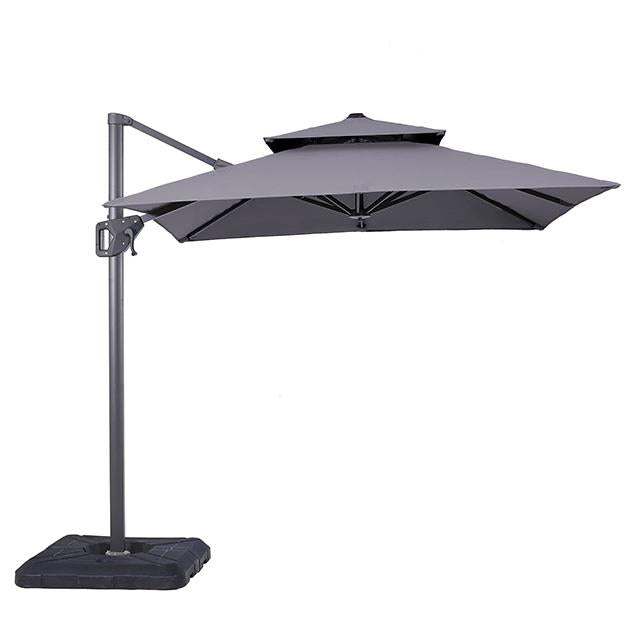 Furniture of America Fida LA-A029GY+BASE 8" Square Umbrella with Double Top & 37" Large Base IMAGE 1