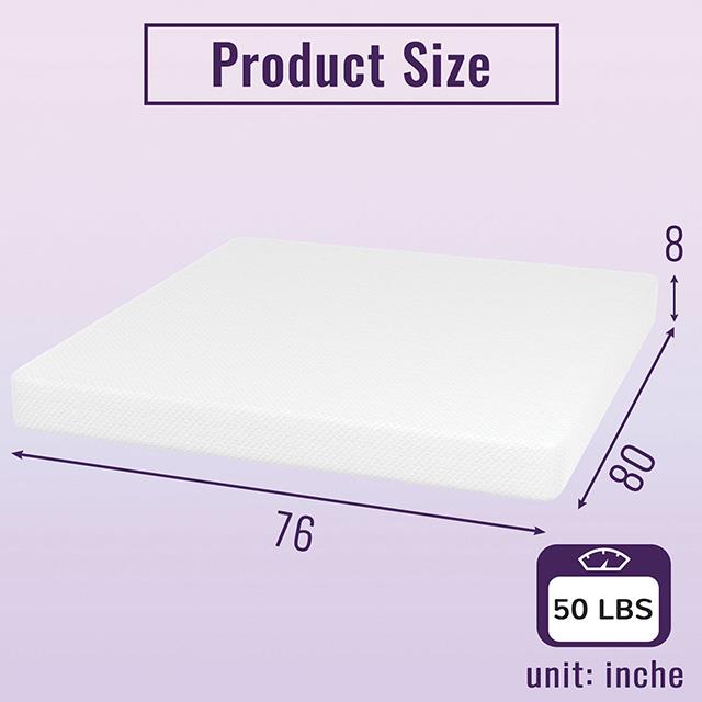 Furniture of America Nasturtium DM808-EK 8" King Bamboo Charcoal Infused Memory Foam IMAGE 4