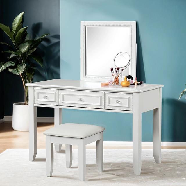 Furniture of America Naucalpan FM7456WH-V-SET Vanity with Stool IMAGE 1