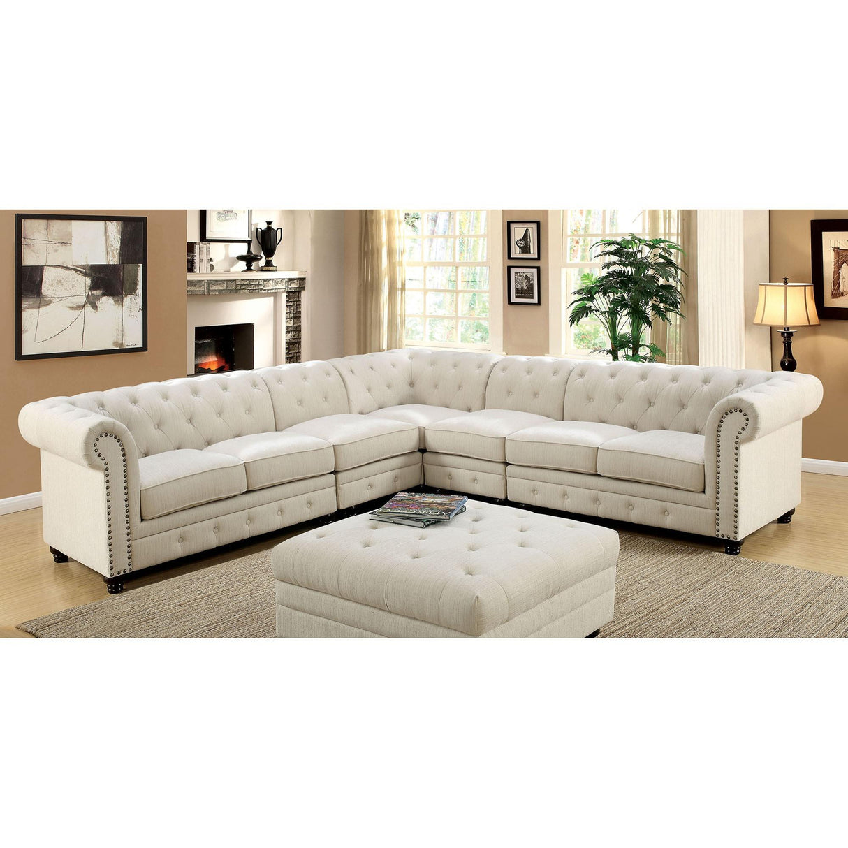 Furniture of America Stanford CM6270IV-CH Armless Chair IMAGE 2