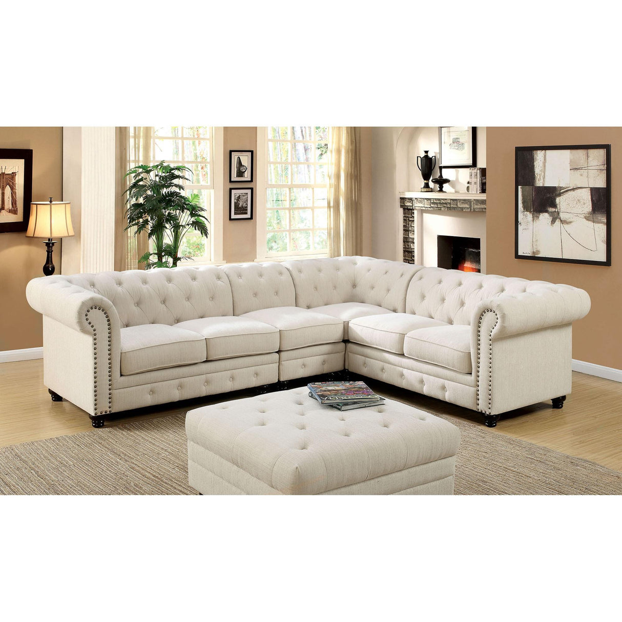 Furniture of America Stanford CM6270IV-CH Armless Chair IMAGE 3