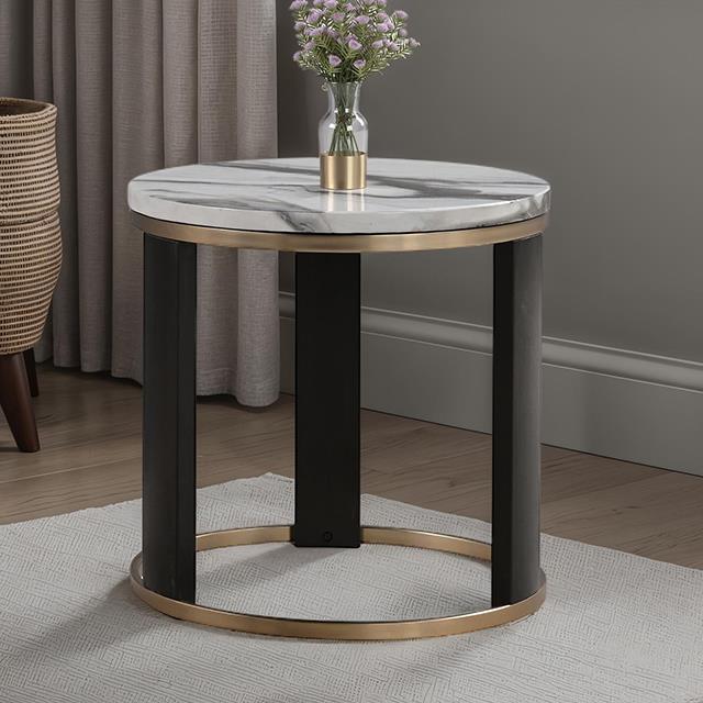 Furniture of America Bogor FM44007BK-ER Round End Table IMAGE 1