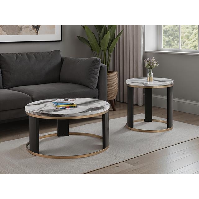 Furniture of America Bogor FM44007BK-ER Round End Table IMAGE 2