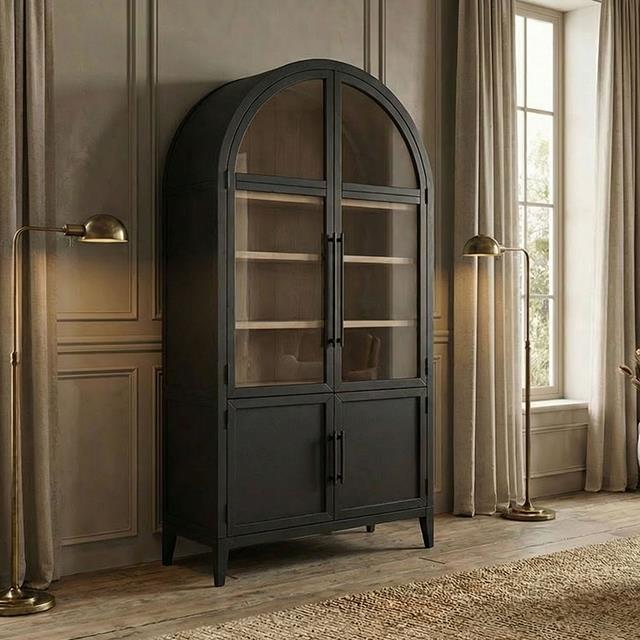 Furniture of America Minster FM-AC8029BK Arched Cabinet IMAGE 1