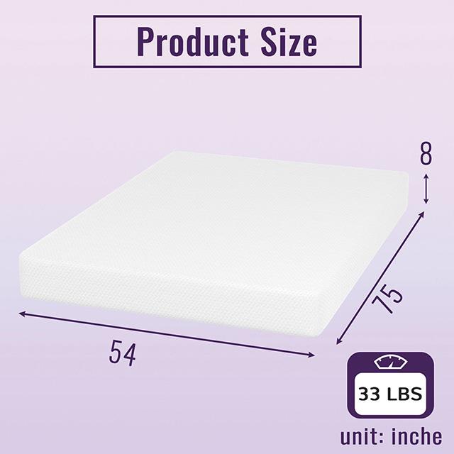 Furniture of America Nasturtium DM808-F 8" Full Bamboo Charcoal Infused Memory Foam IMAGE 4