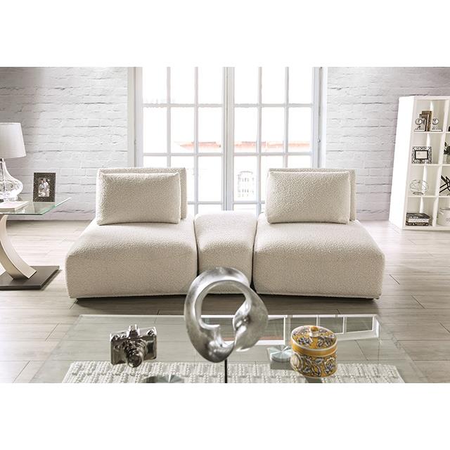 Furniture of America Stavanger FM63001BG-D Curved 2-Seater with Ottoman IMAGE 2
