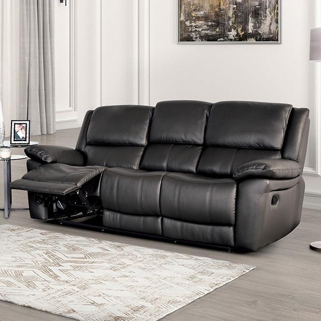 Furniture of America Glarus FM69003BK-SF-M Sofa Manual Recliner IMAGE 1