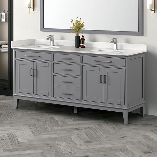 Furniture of America Almeria TM-CT005WH-72+05GY Vanity Set IMAGE 1