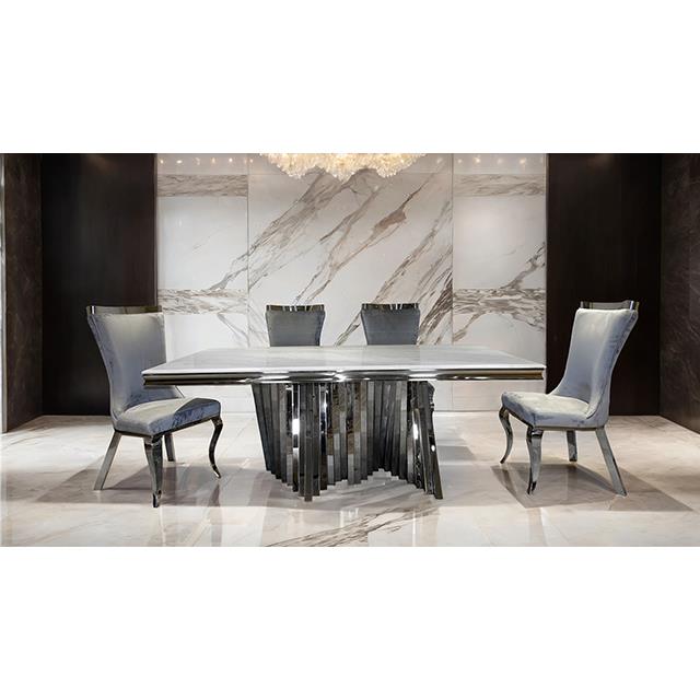 Furniture of America Basilicata FM33001SV-T-7PC-12GY 7 Pc Dining Table Set IMAGE 2