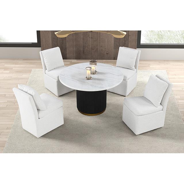 Furniture of America Varde FM3431WH-RT-TABLE Round Dining Marble Table IMAGE 3