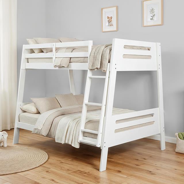 Furniture of America Kallen FM-BK206WH-TF-BED Twin/Full Bunk Bed IMAGE 1