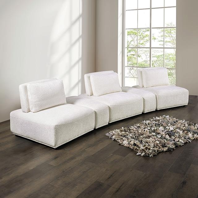 Furniture of America Stavanger FM63001WH-G Curved 3-Seater IMAGE 1