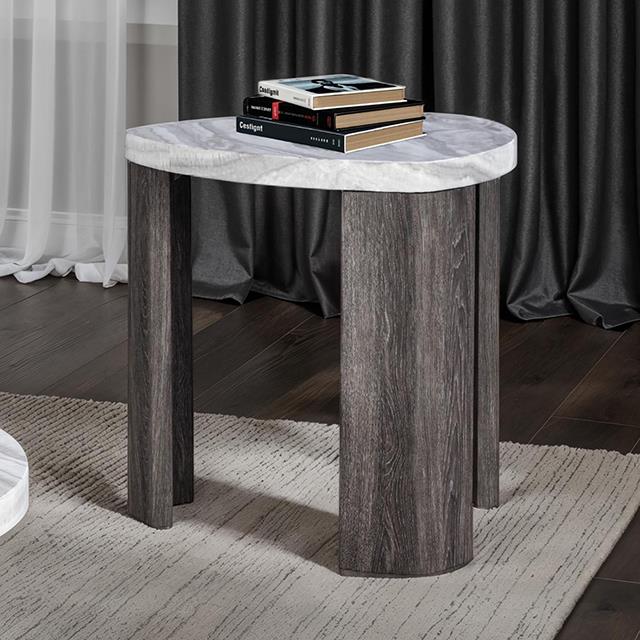 Furniture of America Levis FM44006GY-E Triangle End Table IMAGE 1