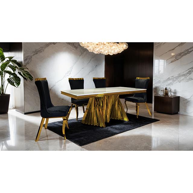Furniture of America Basilicata FM33001GD-T-7PC-13GY 7 Pc Dining Table Set IMAGE 1
