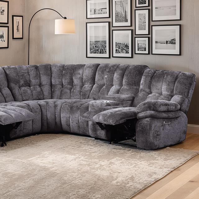 Furniture of America Hieronymus FM64001DG-SECT-PM Power Sectional IMAGE 1