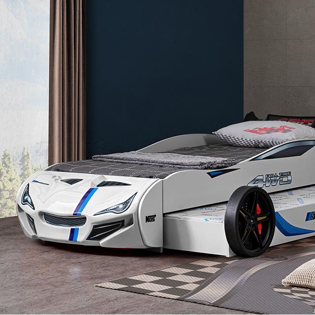 Furniture of America Tracklite FOA7735WH-BED Car Bed IMAGE 1