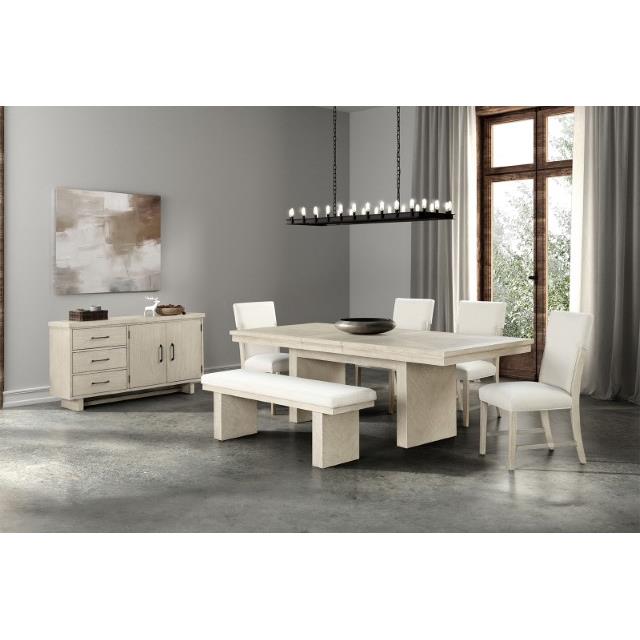 Furniture of America Hagerman FM3410NT-T-6PC-BN 6 Pc Dining Table Set with Bench IMAGE 1