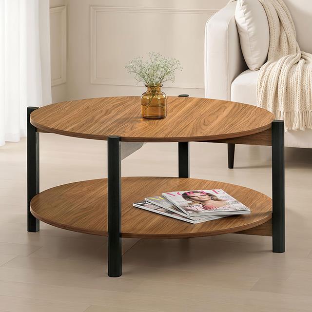 Furniture of America Hyde SL4200WN-CR Round Coffee Table IMAGE 1