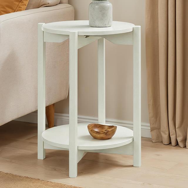 Furniture of America Hyde SL4200WH-E Round End Table IMAGE 1