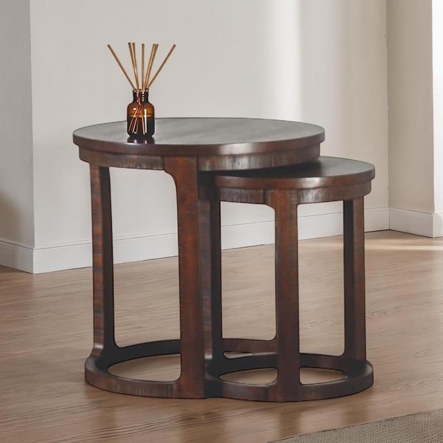 Furniture of America Hickory FM44011ES-E Nesting End Table IMAGE 1