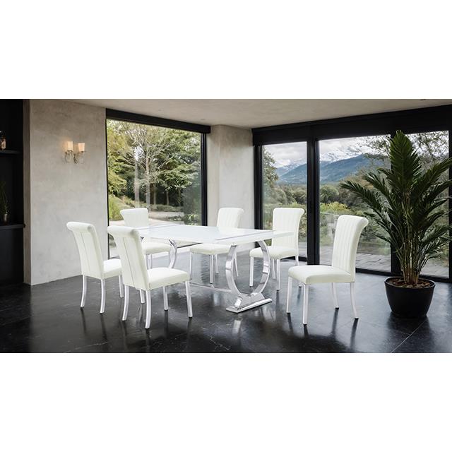Furniture of America Holbaek FM37008SV-T-5PC-07SW 5 Pc 80" Dining Table Set IMAGE 2