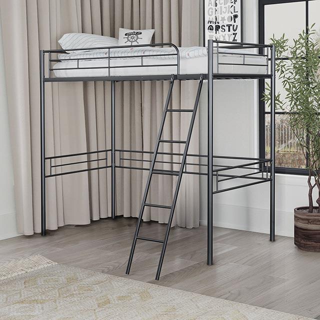 Furniture of America Myles FM-BK910BK-T Twin Loft Bed IMAGE 1