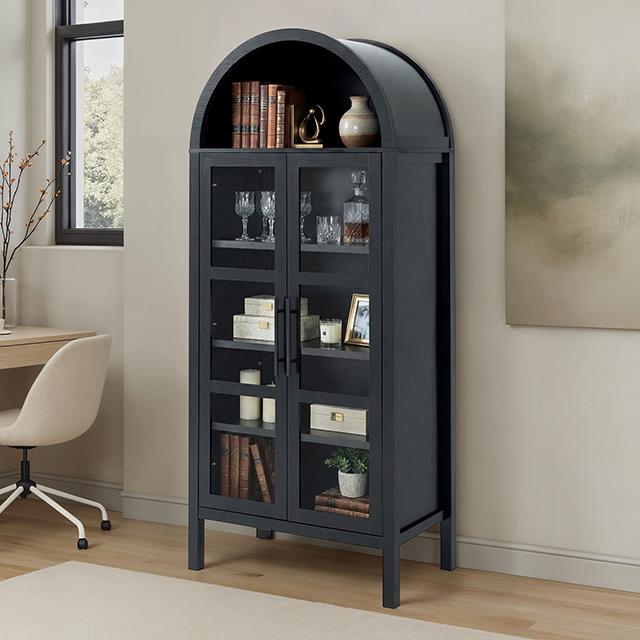 Furniture of America Gateshead SL-AC8001BK-3A Arched Cabinet IMAGE 1