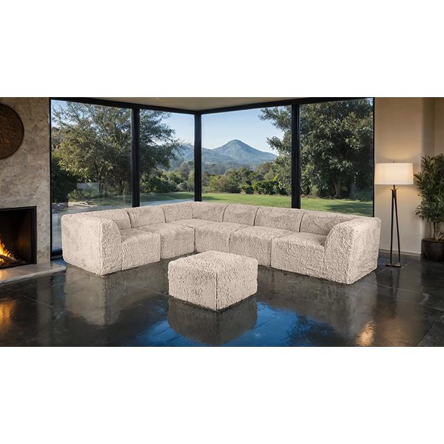 Furniture of America Nappi FM62102TP-SECT-L+OT Large L-Sectional with Ottoman IMAGE 2