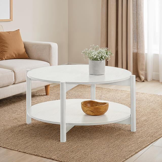 Furniture of America Hyde SL4200WH-CR Round Coffee Table IMAGE 2