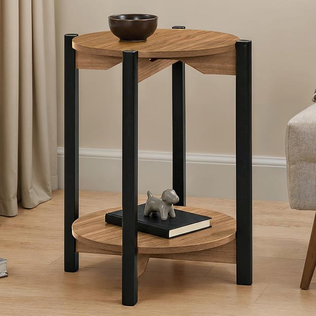 Furniture of America Hyde SL4200WN-E Round End Table IMAGE 1