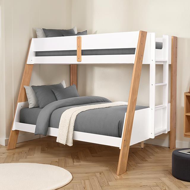 Furniture of America Delbin FM-BK202WH-TF-BED Twin/Full Bunk Bed IMAGE 1