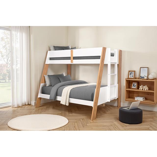Furniture of America Delbin FM-BK202WH-TF-BED Twin/Full Bunk Bed IMAGE 2