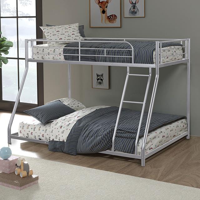 Furniture of America Panos FM-BK901SV-TF Twin/Full Metal Bunkbed IMAGE 1