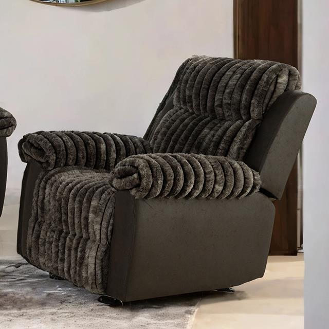 Furniture of America Dionysus FM64003BR-CH-M Manual Glider Recliner IMAGE 1