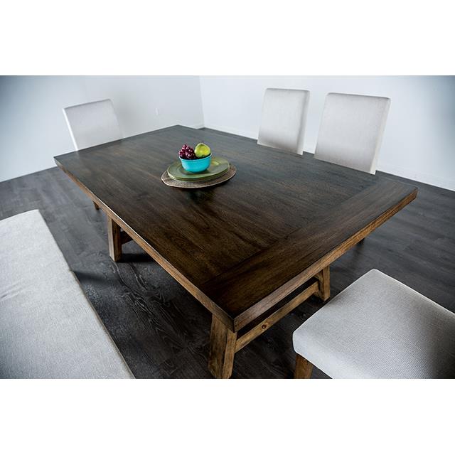 Furniture of America Losone FM3422BR-T-6PC-BN 6 Pc Dining Table Set with Bench IMAGE 2