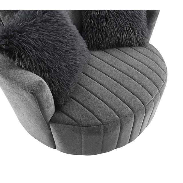 Furniture of America Hoople FM-AC6001DG-SW Channel Tufted Swivel Chair IMAGE 9