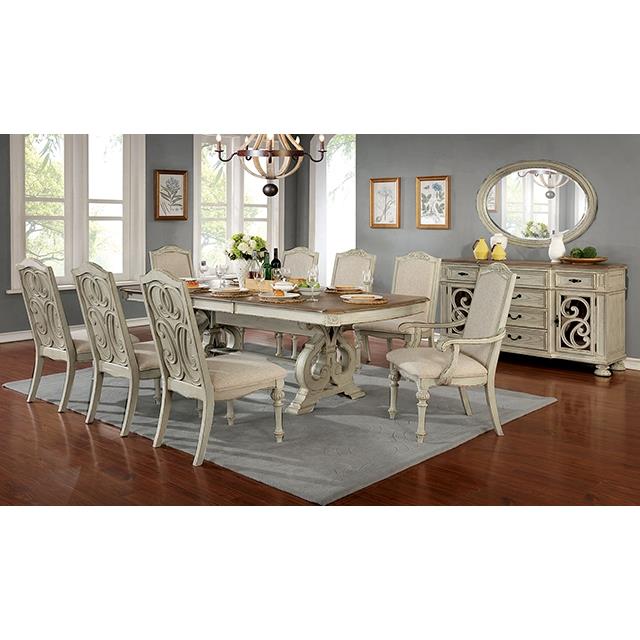 Furniture of America Arcadia CM3150WH-T-9PC 9 Pc Dining Table Set IMAGE 2