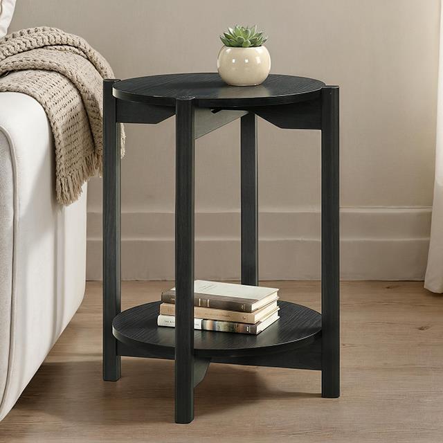 Furniture of America Hyde SL4200BK-E Round End Table IMAGE 1