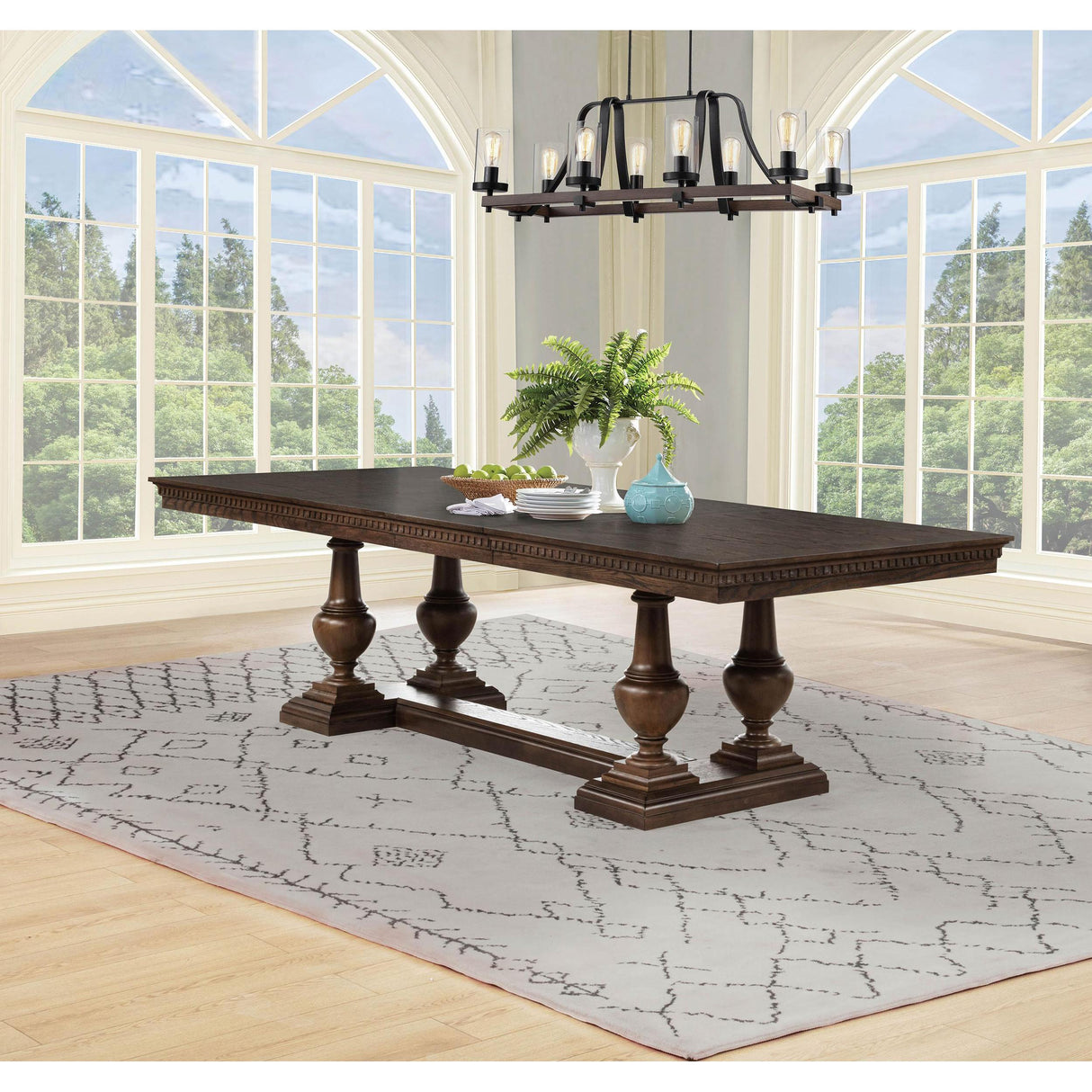 Coaster Furniture Ridgewell 104601 Rectangular Trestle Dining Table - Dark Oak IMAGE 2
