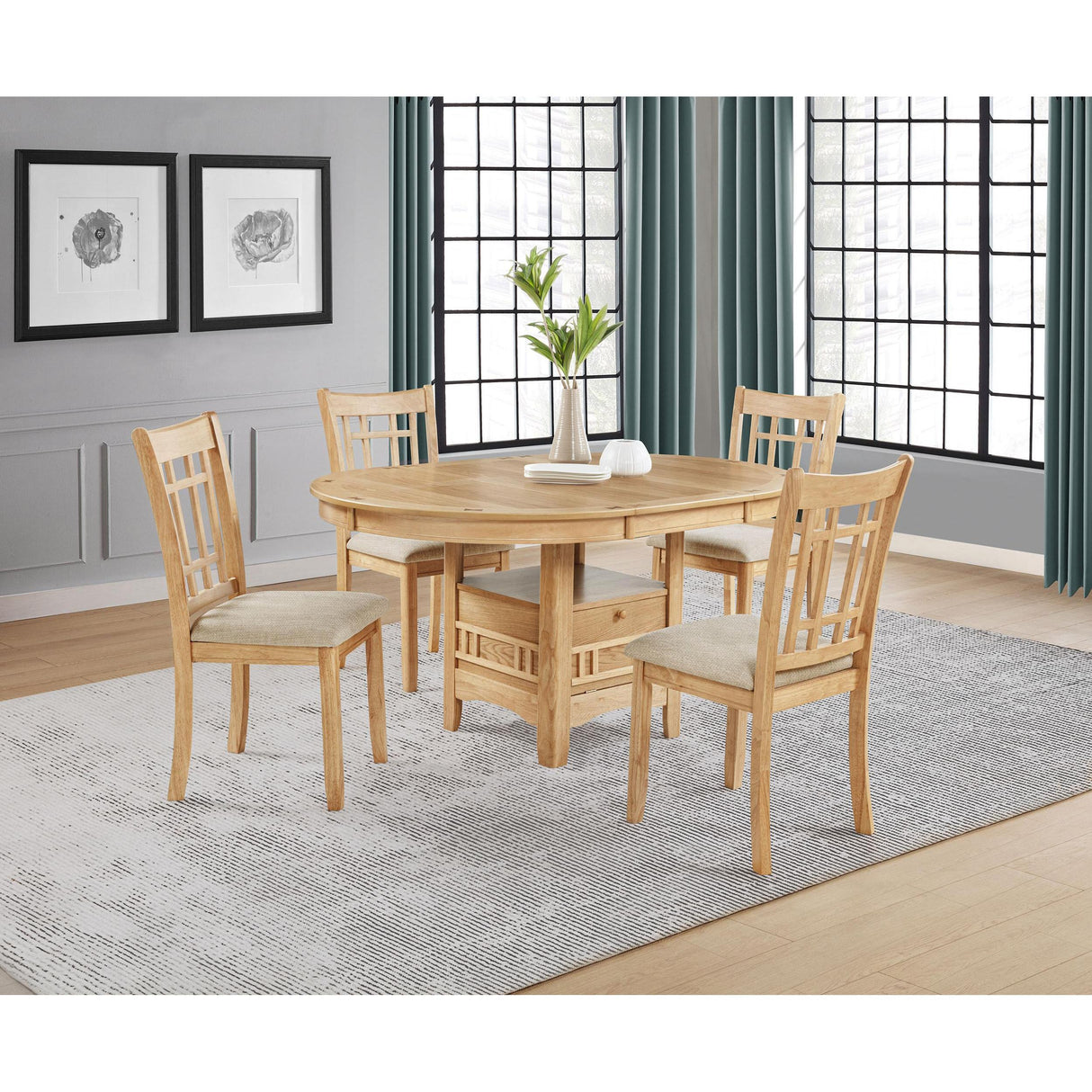 Coaster Furniture Lavon 106620 Oval 60-inch Wood Extension Leaf Dining Table - Light Oak IMAGE 15