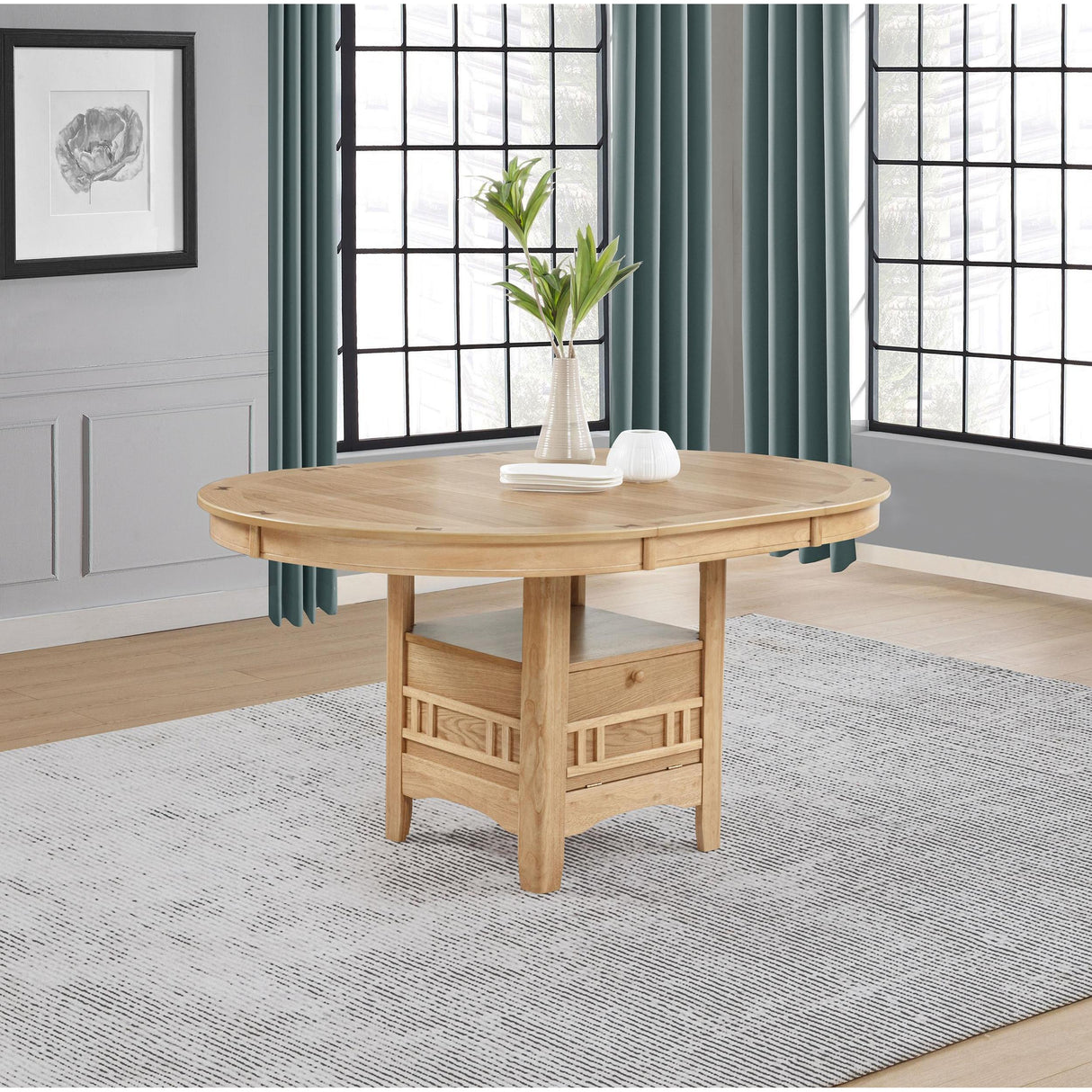 Coaster Furniture Lavon 106620 Oval 60-inch Wood Extension Leaf Dining Table - Light Oak IMAGE 2
